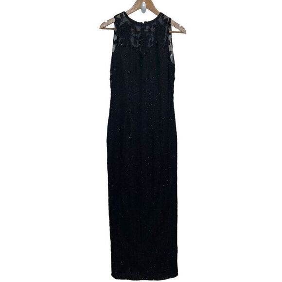 Brillante By JA Vintage Black Silk Sequin Maxi Dress Women’s Size 8 - Picture 2 of 11